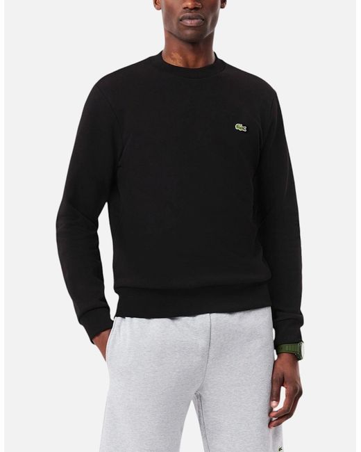 Lacoste Black Fleece Crew Neck Sweatshirt Knitted Jumper Long Sleeve Sweat Tops for men