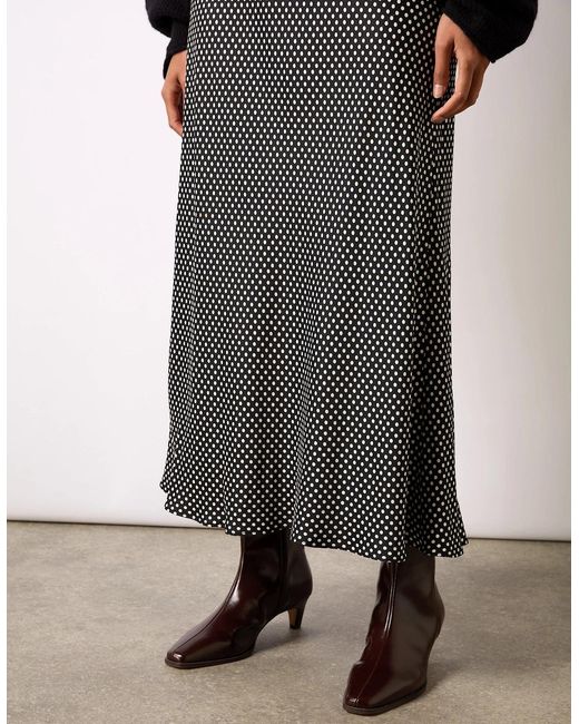 Ro&zo Black Mono Polka Dot Print Satin Skirt
