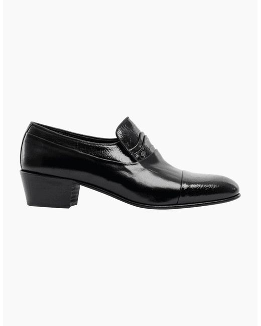 Club Cubano Black Valencia Soft Leather Reptile Cuban Heel Shoes for men