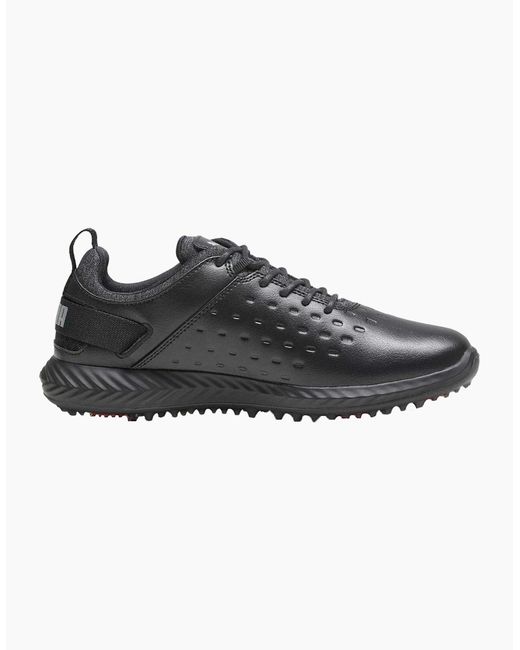 PUMA Black Ladies Blaze Pro Ignite Textured Leather Spikeless Golf Shoes