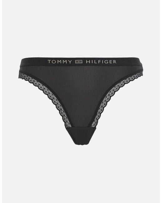 Tommy Hilfiger Black Th Tonal Logo Lace Bikini Brief