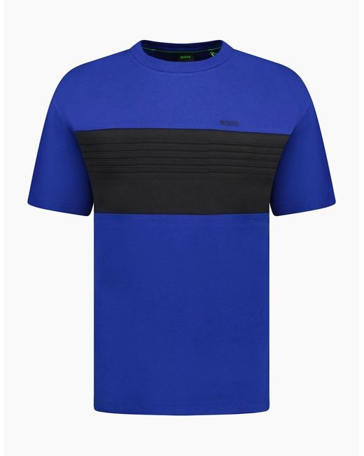 Boss Blue Boss Logo Colour Block T-Shirt for men