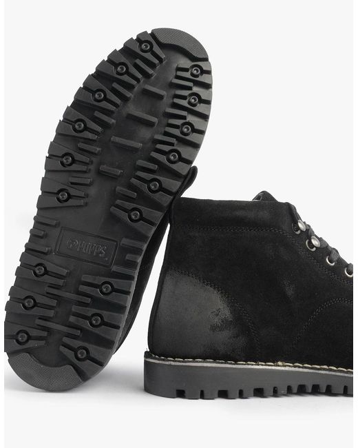 Popps Black 1961 Mod Suede Monkey Boots for men