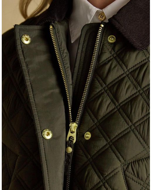 Joules Green Beatrix Showerproof Quilted Coat Khaki
