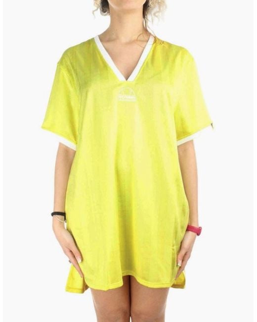 Ellesse Yellow Alicia Sgb068 Long T-Shirt Deep V Neck Sports Tops Summer Dress
