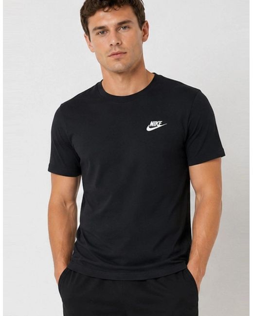 Nike Black Embroidered Logo Swoosh T Shirt for men