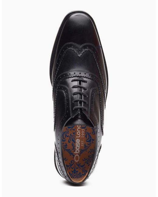 Base London Black Clarence Brogue Shoes for men