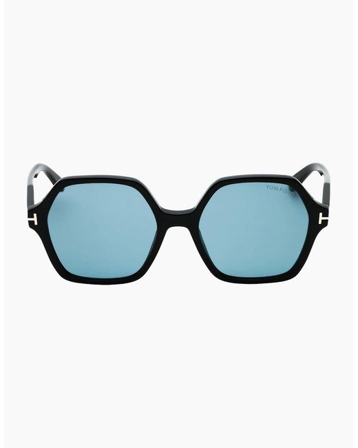 Tom Ford Blue Romy Smoke Hex Lens Shiny Sunglasses