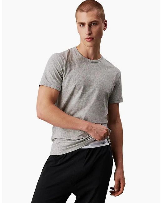 Calvin Klein Black 3-Pack Cotton Microfibre Stretch Crew-Neck T-Shirts for men