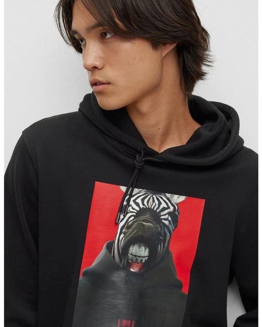 Boss Black Graphic Hooded Neck Long Sleeve Sweatshirt for men