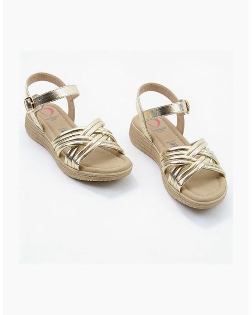 Heavenly Feet Metallic Symphony Ankle Strap Sandals