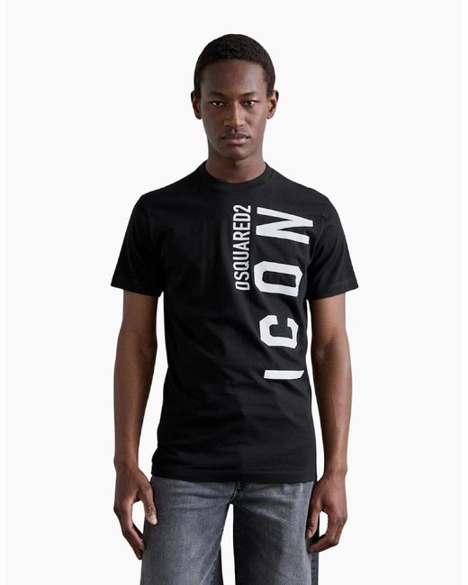 DSquared² Black T-Shirt Large Icon Logo for men