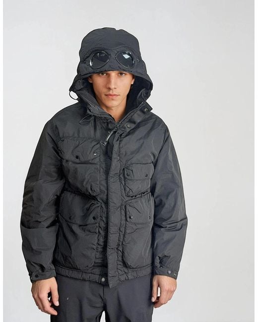 C P Company Black Chrome-R Padded Goggle Jacket for men