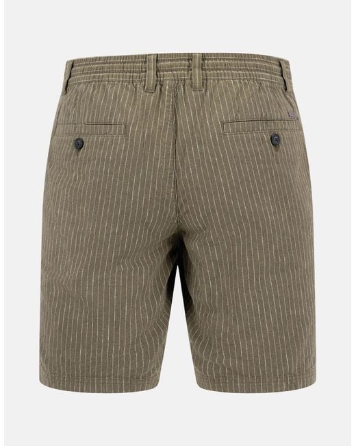 Fynch-Hatton Gray Linen Blend Pinstripe Bermuda Shorts Dark Khaki for men
