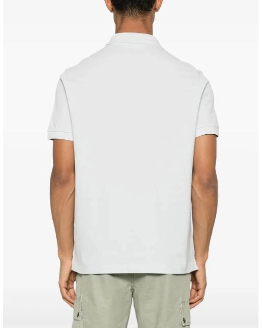 Stone Island White Compass Patch Piquet Polo Sky for men