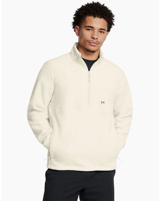 Under Armour White Funnel Neck High Collar Long Sleeve Warm Sweatshirt for men