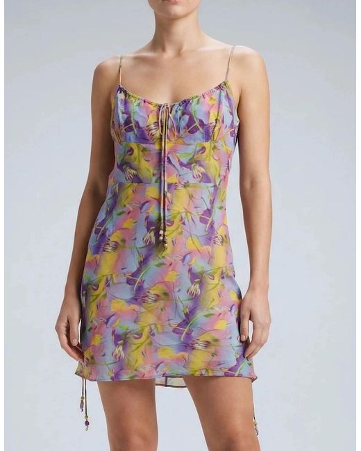 Oceanus White Tropical Blossom Mini Dress