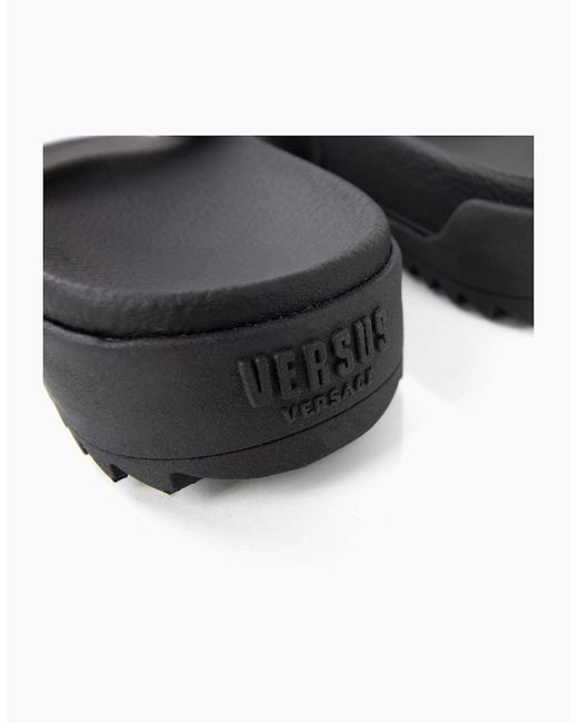 Versus  Black Versace Versus Rubber Sole Metal Logo Slider for men