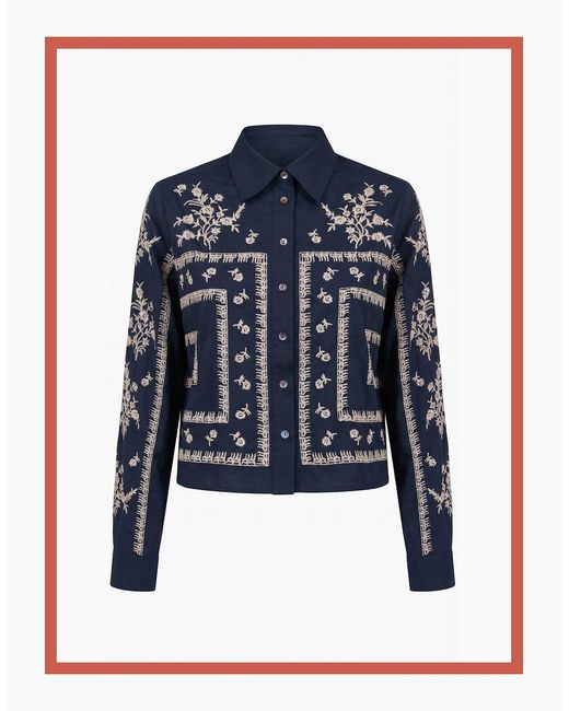 Nooki Design Brown Sienna Embroidered Cropped Shirt
