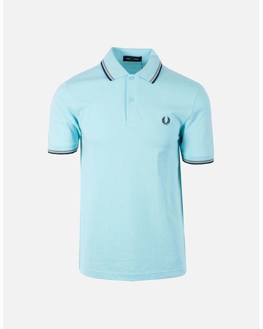 Fred Perry Blue Twin Tipped Polo Mint/ Mint for men