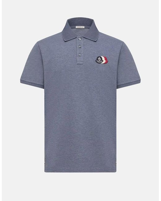 Moncler Blue Triple Logo Polo for men