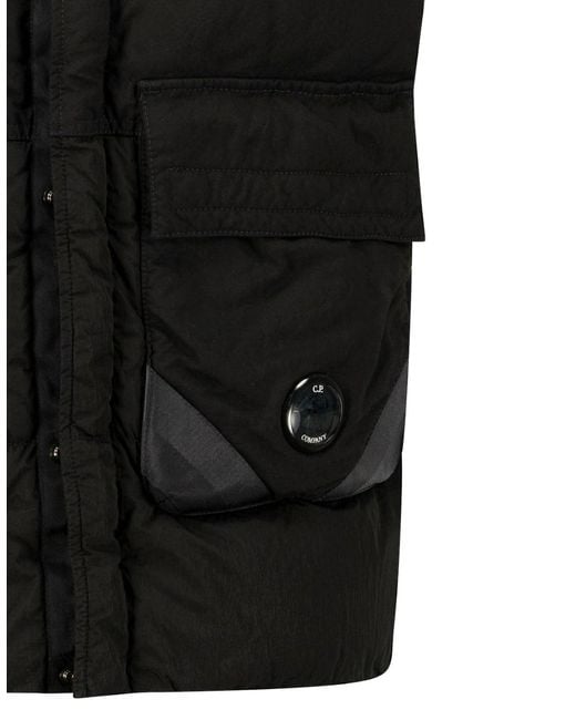 C P Company Black Lens Garment Dyed Eco-Chrome R Gilet for men
