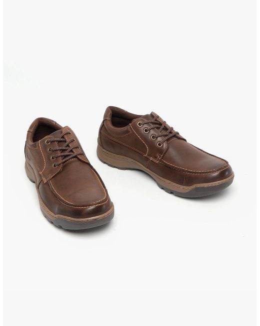 Hush Puppies Brown Tucker Leather Casual Shoes for men