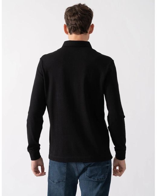 Lacoste Black Long Sleeve Polo for men