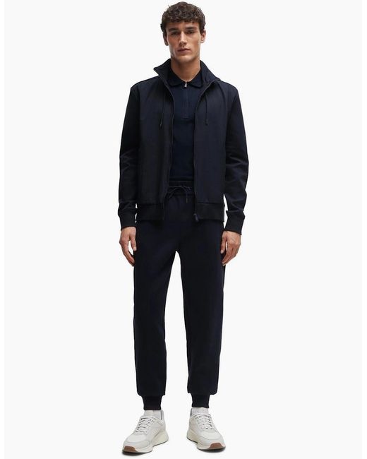 Boss Blue Larsen Solid Patterned Slim Joggers for men