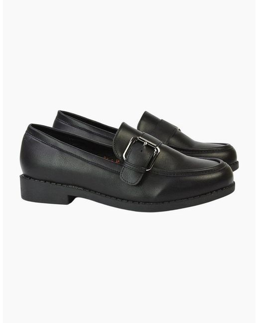 XY London Black Ladies Kali Chunky Buckle Detail Loafers