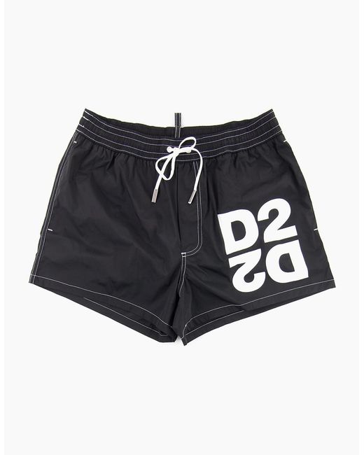 DSquared² Black Mirrored D2 Swim Shorts for men