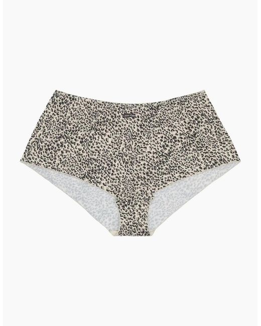 Calvin Klein White Signature Satin Boy Short, Animal Print