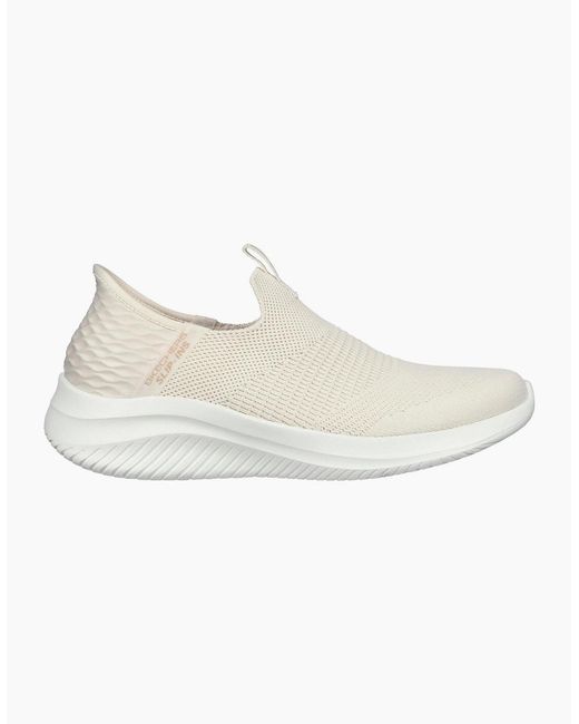 Skechers White Stretch Knit Slip Ins W Slip On Trainers