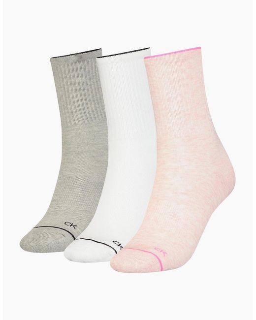 Calvin Klein White 3-Pack Fine Line Sports Socks, Melange Combo