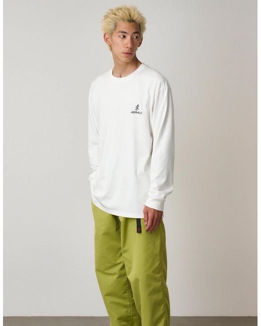 Gramicci White One Point Logo Long Sleeve T-Shirt for men