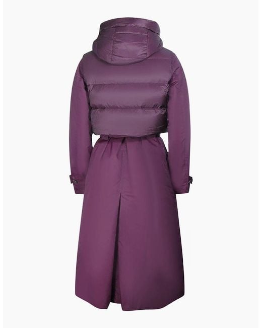Parajumpers Purple Dawn Hooded Down Trench Coat
