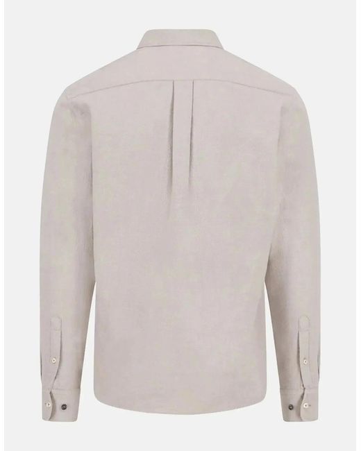 Fynch-Hatton White Winter Solid Button Down Shirt Taupe for men