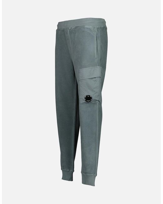 C P Company Blue Brushed Fleece Lens Sweatpants for men