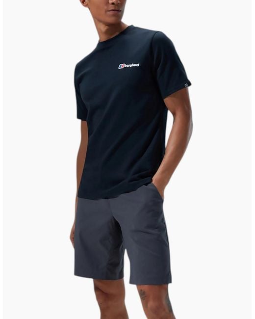 Berghaus Blue Calibration Line T Shirt Short Sleeve Back Graphic Cotton New Top for men