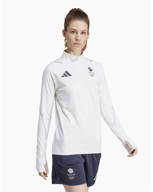 Adidas White Team Gb Performance Tracksuit Top