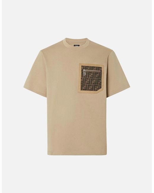 Fendi Natural Ff Monogram Pocket Oversized T-Shirt for men