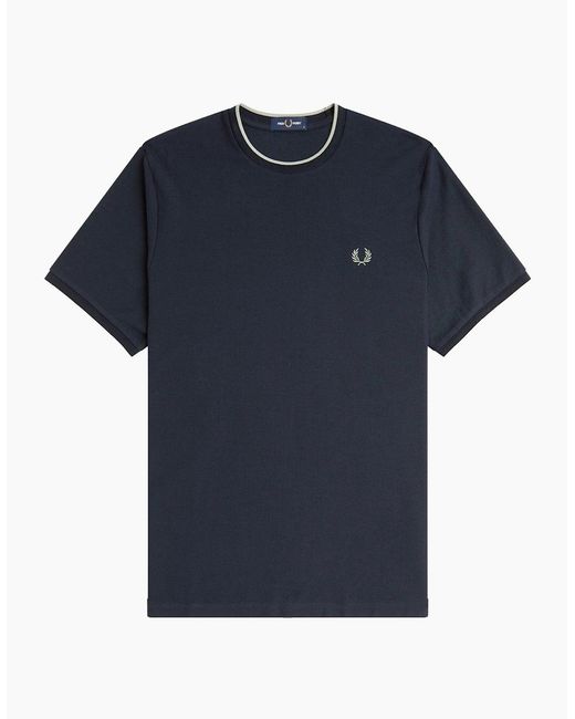 Fred Perry Blue Trim Detail Crepe Piqué T-Shirt for men