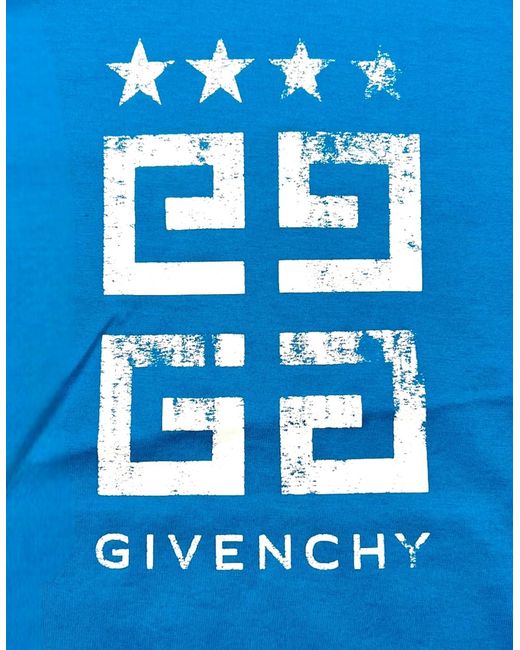 Givenchy Blue 4G Emblem Slim Fit T Shirt Mineral for men