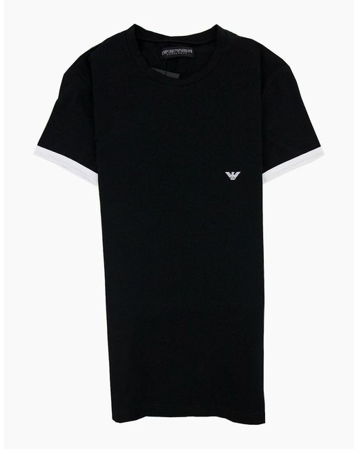 Emporio Armani Black Logo Side Stripe T Shirt for men