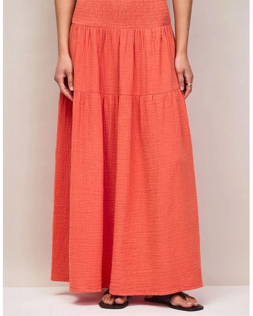 Ro&zo Coral Cheesecloth Shirred Waistband Skirt
