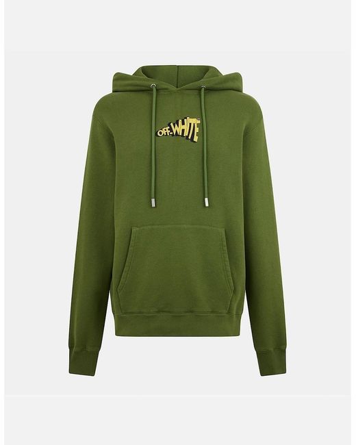 Off-White c/o Virgil Abloh Green Slim Fit Lettering Hooded Sweatshirt for men