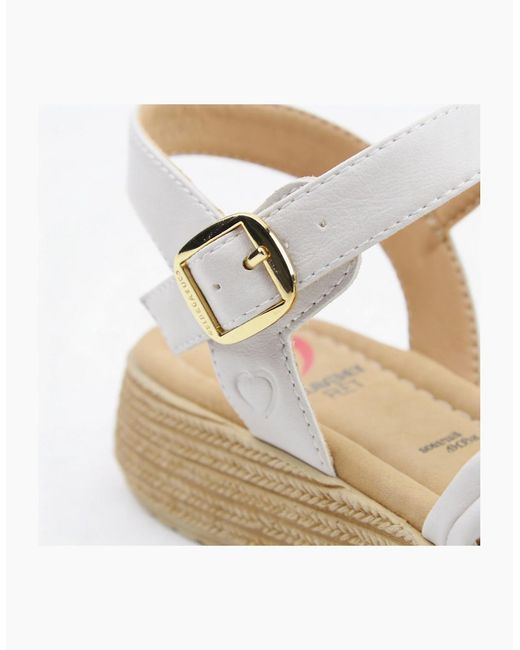 Heavenly Feet White Symphony Ankle Strap Sandals Stone
