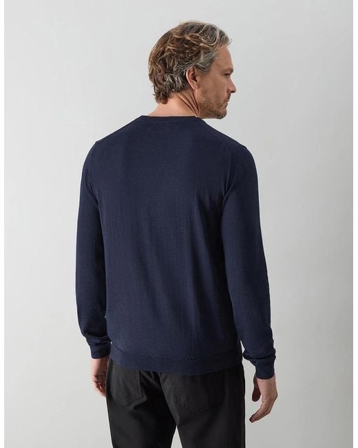 Oliver Sweeney Blue Merino Wool Crew Neck Jumper for men