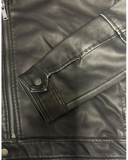 Brave Soul Blue Biker Jacket Long Sleeve Vintage Racer Winter Outwear S-Xl for men