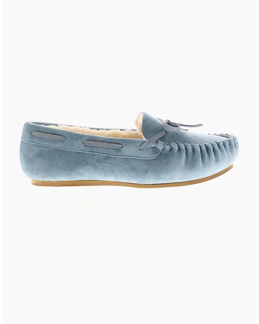 Strollers Blue Moccasin Slippers Faux Fur Matilda Uk Size